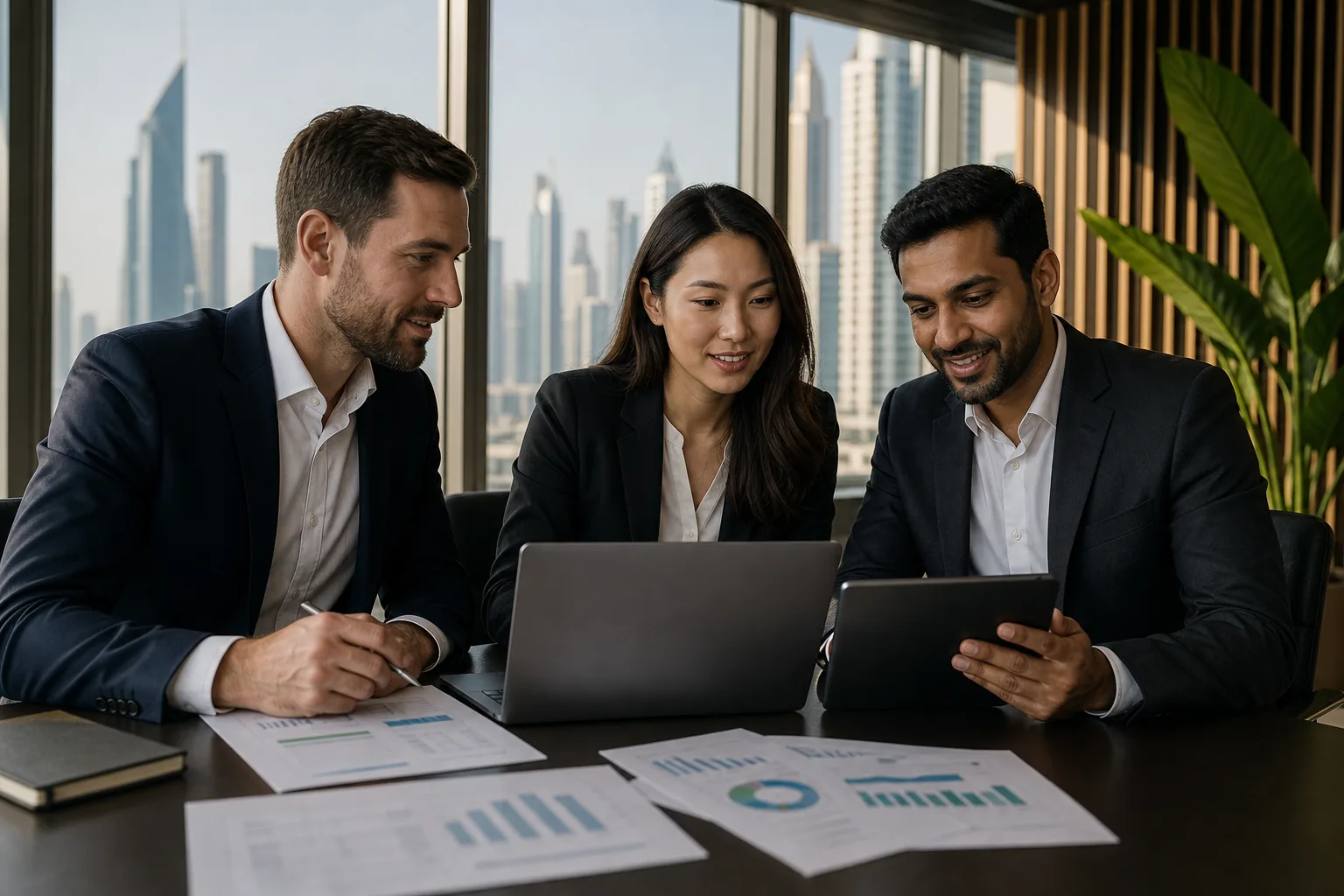 International finance team preparing an electronic invoicing workflow